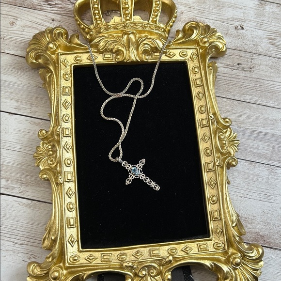 Topaz and 925 Cross Pendant Necklace - Picture 7 of 7